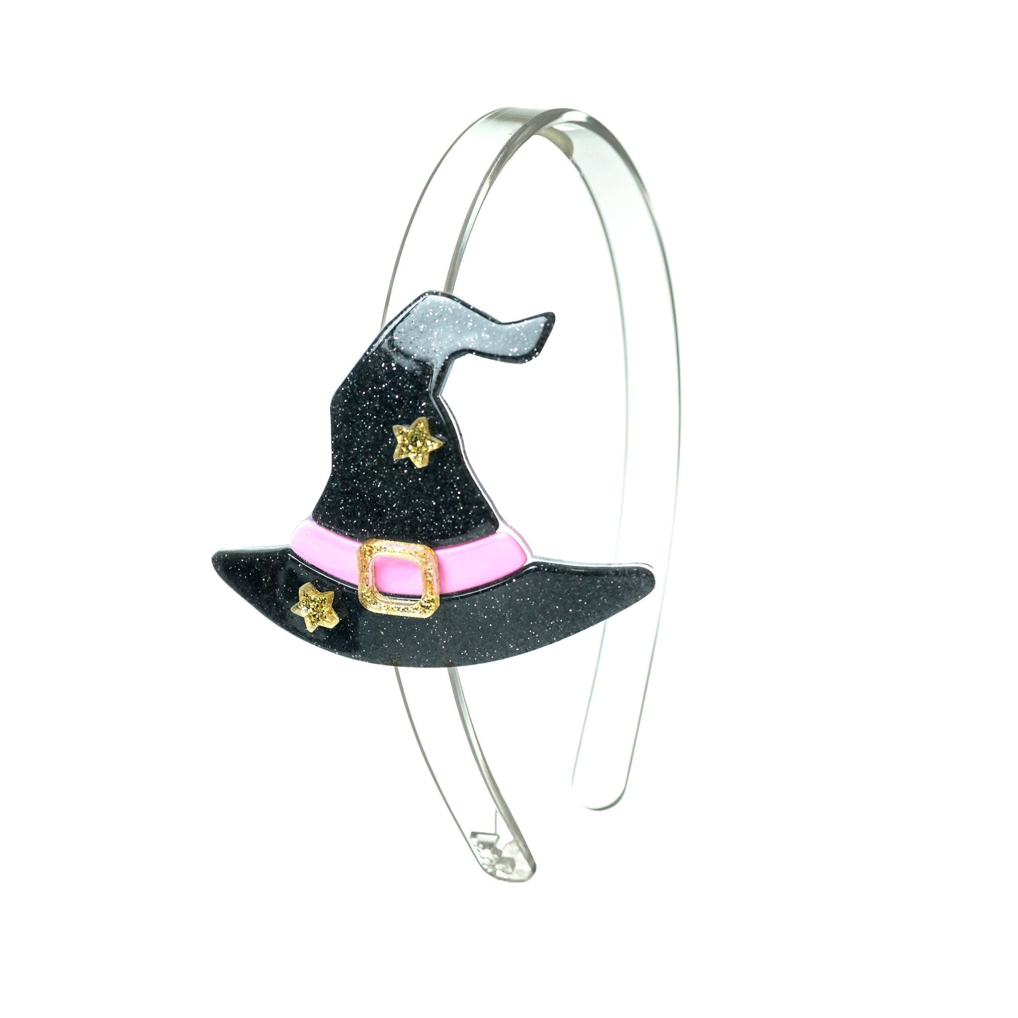 Black Witch Hat Headband - with Lt. Purple Band Kids Hair Accessories Lilies & Roses