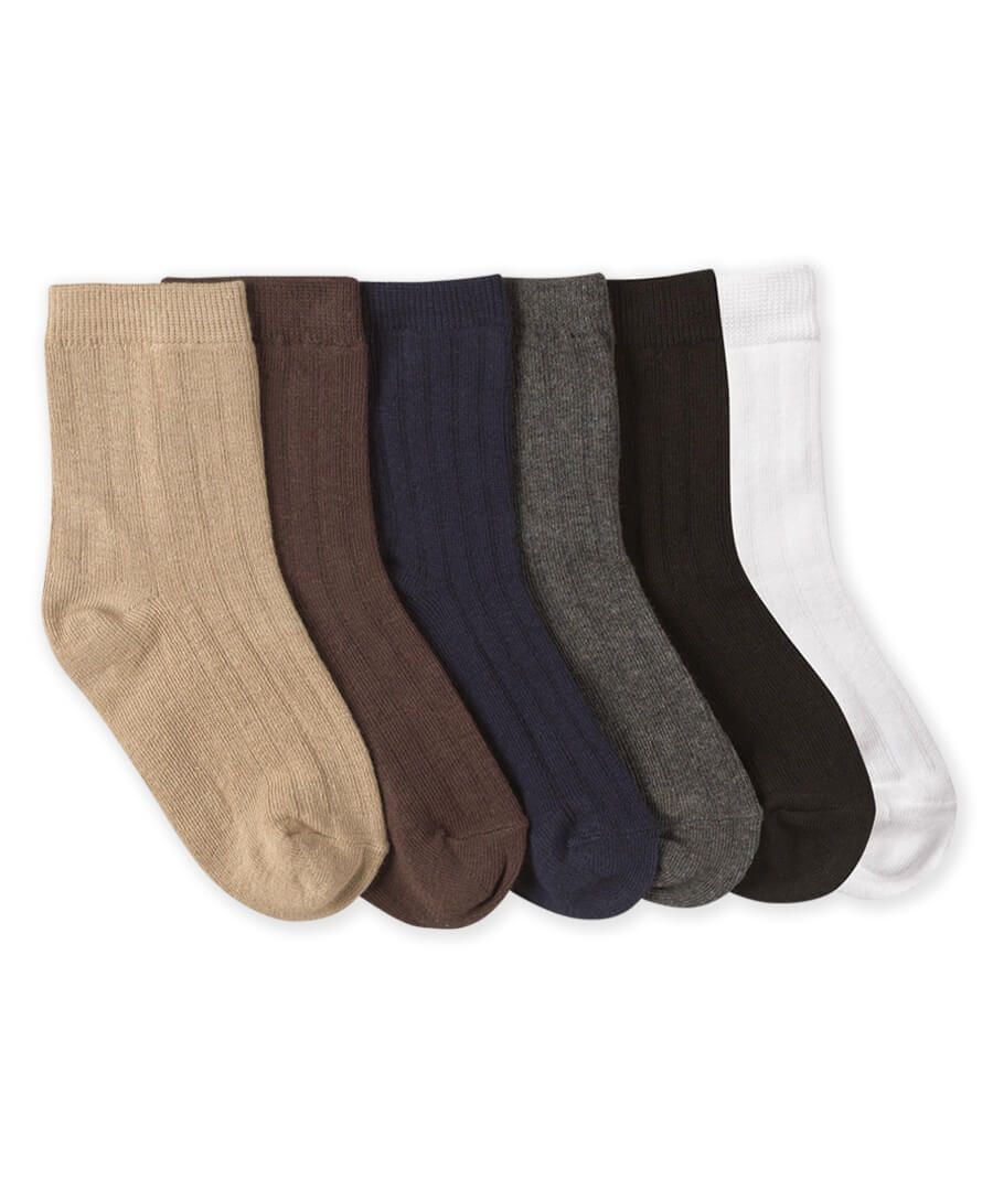 Cotton Rib Crew Sock - Khaki Kids Socks + Tights Jefferies Socks