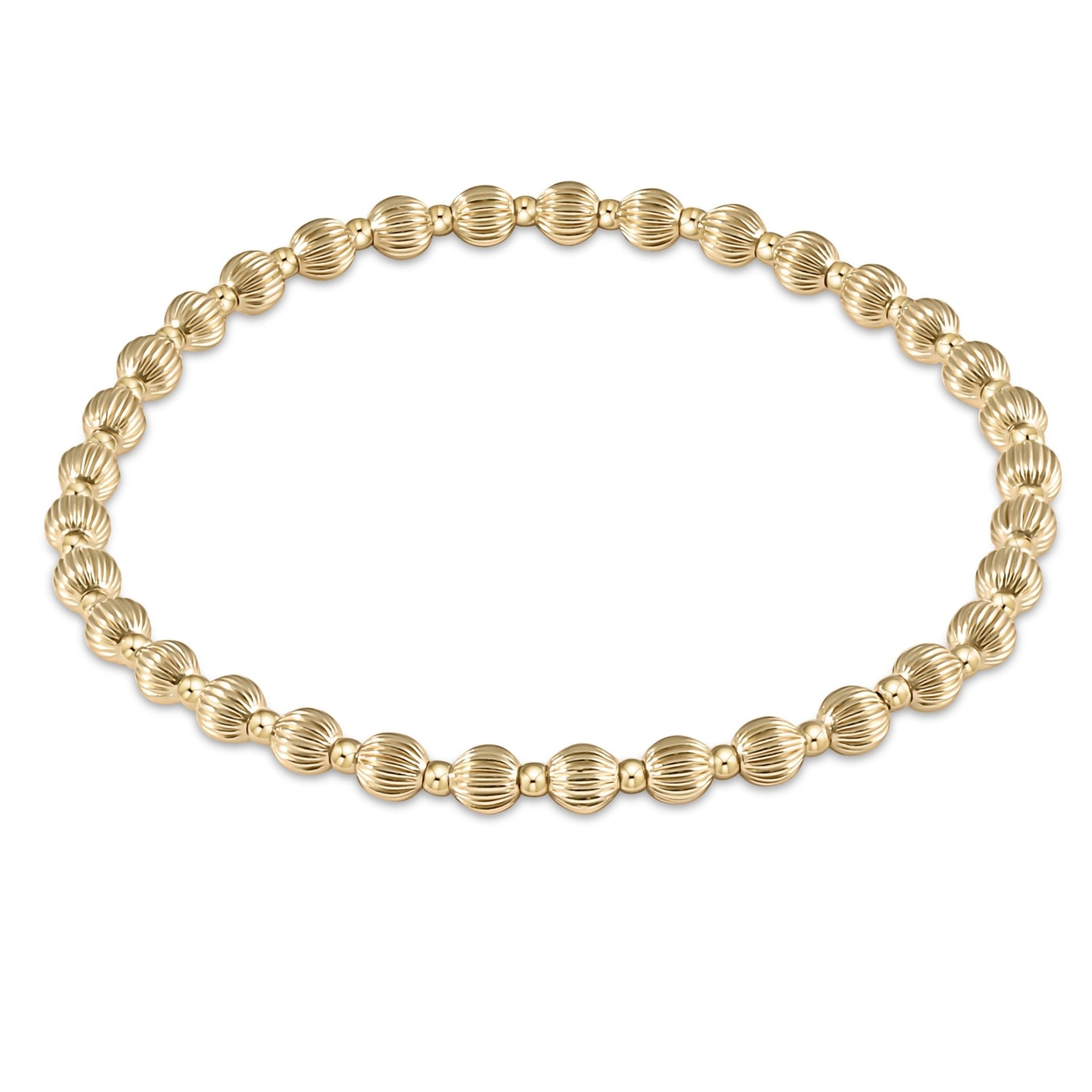Dignity Grateful Pattern 5mm Bead Bracelet - Gold Bracelets enewton