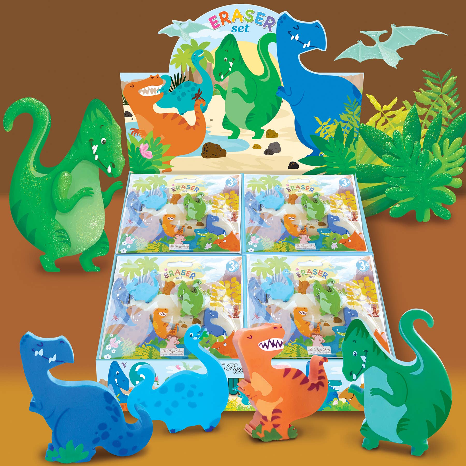 Eraser Set- Dinosaur World Toys The Piggy Story