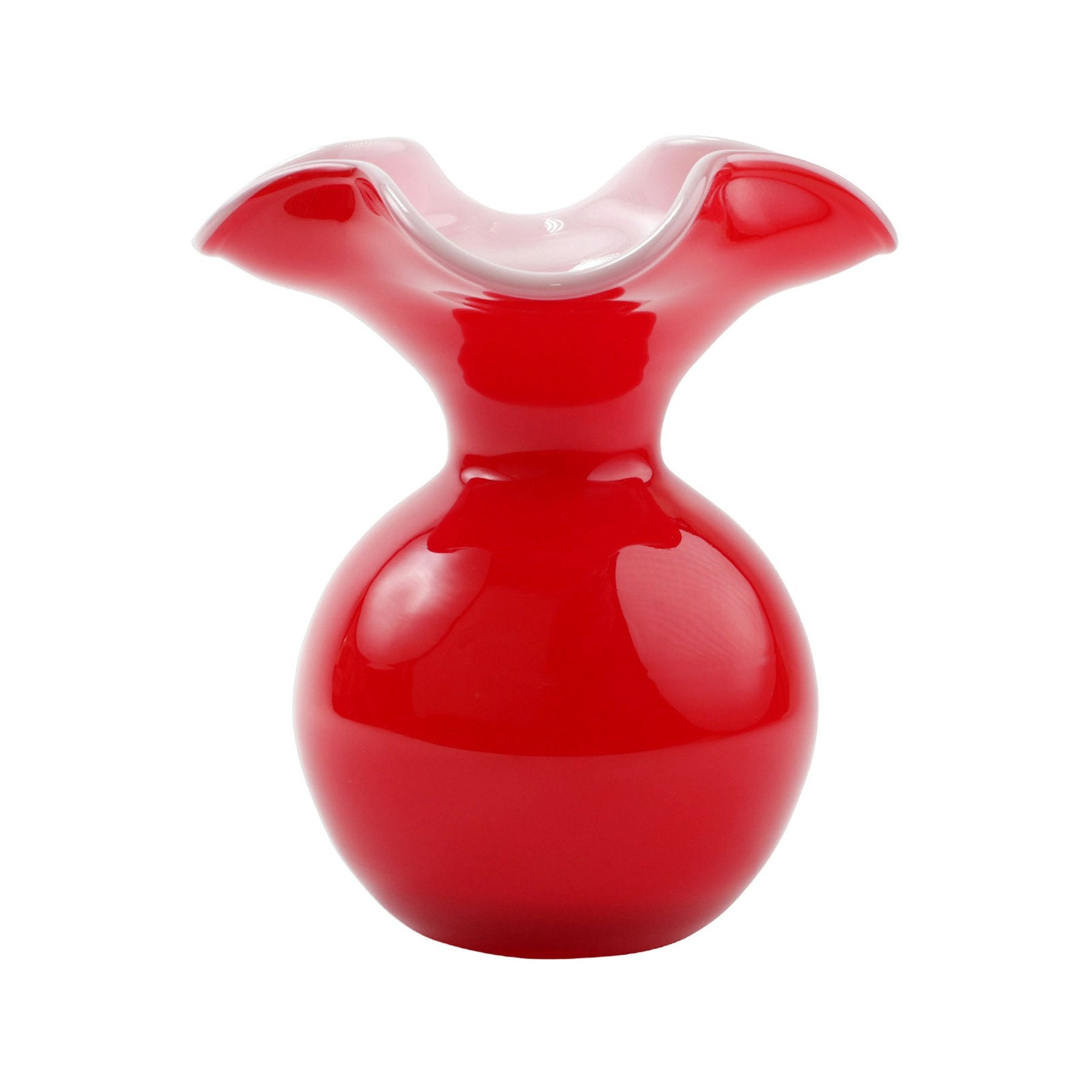 Hibiscus Glass Red Small Fluted Vase Home Decor Vietri