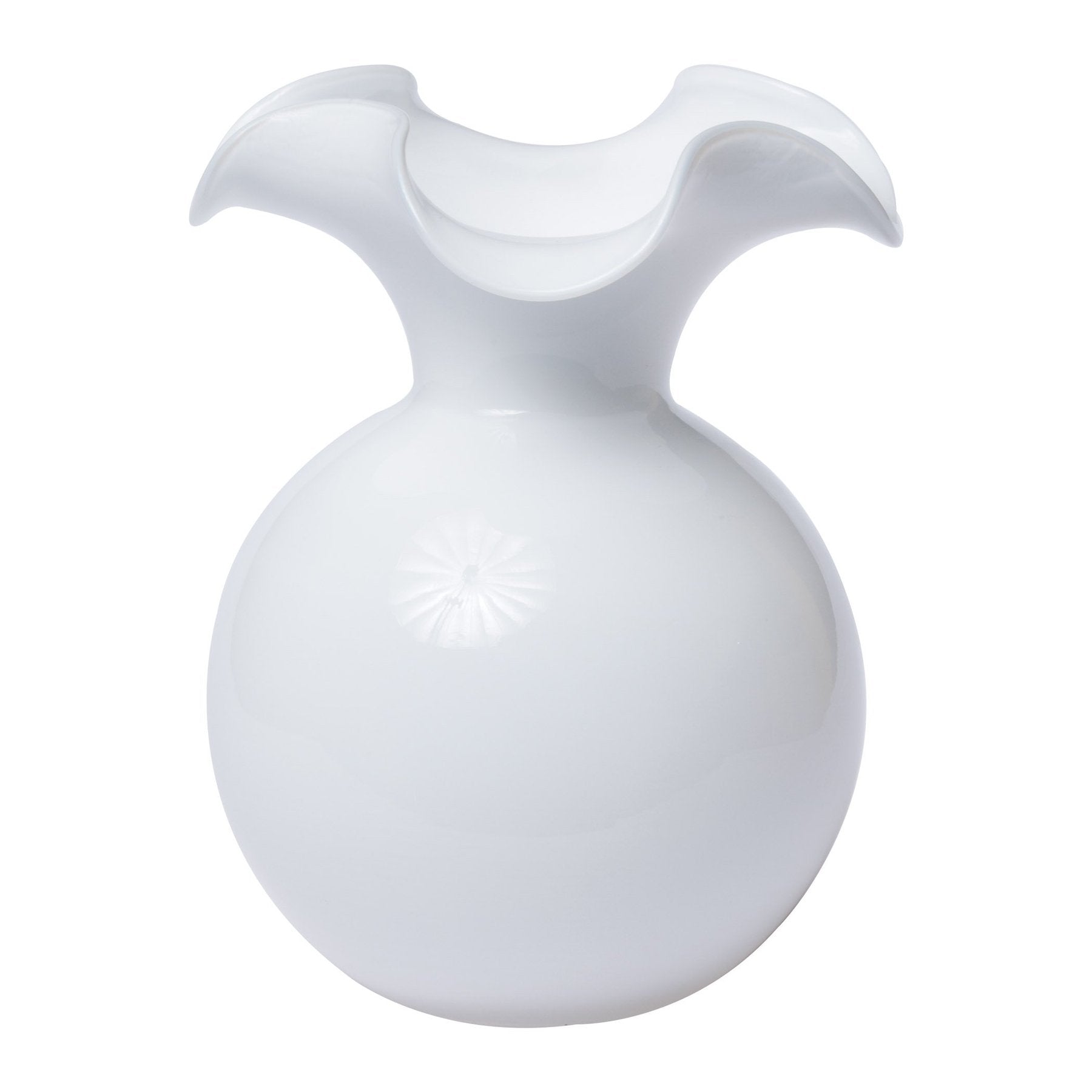 Hibiscus Glass White Medium Fluted Vase Home Decor Vietri