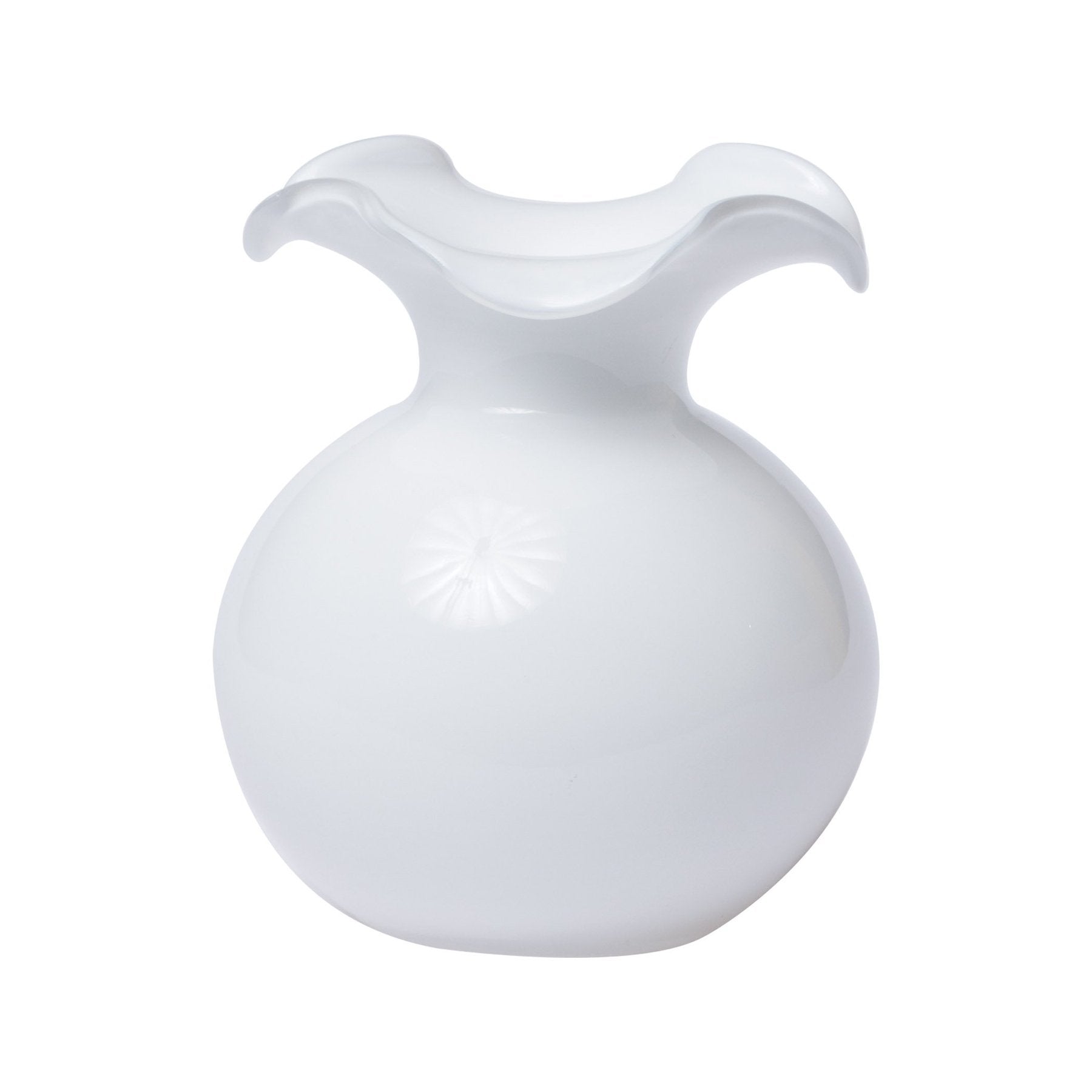 Hibiscus Glass White Small Fluted Vase Home Decor Vietri