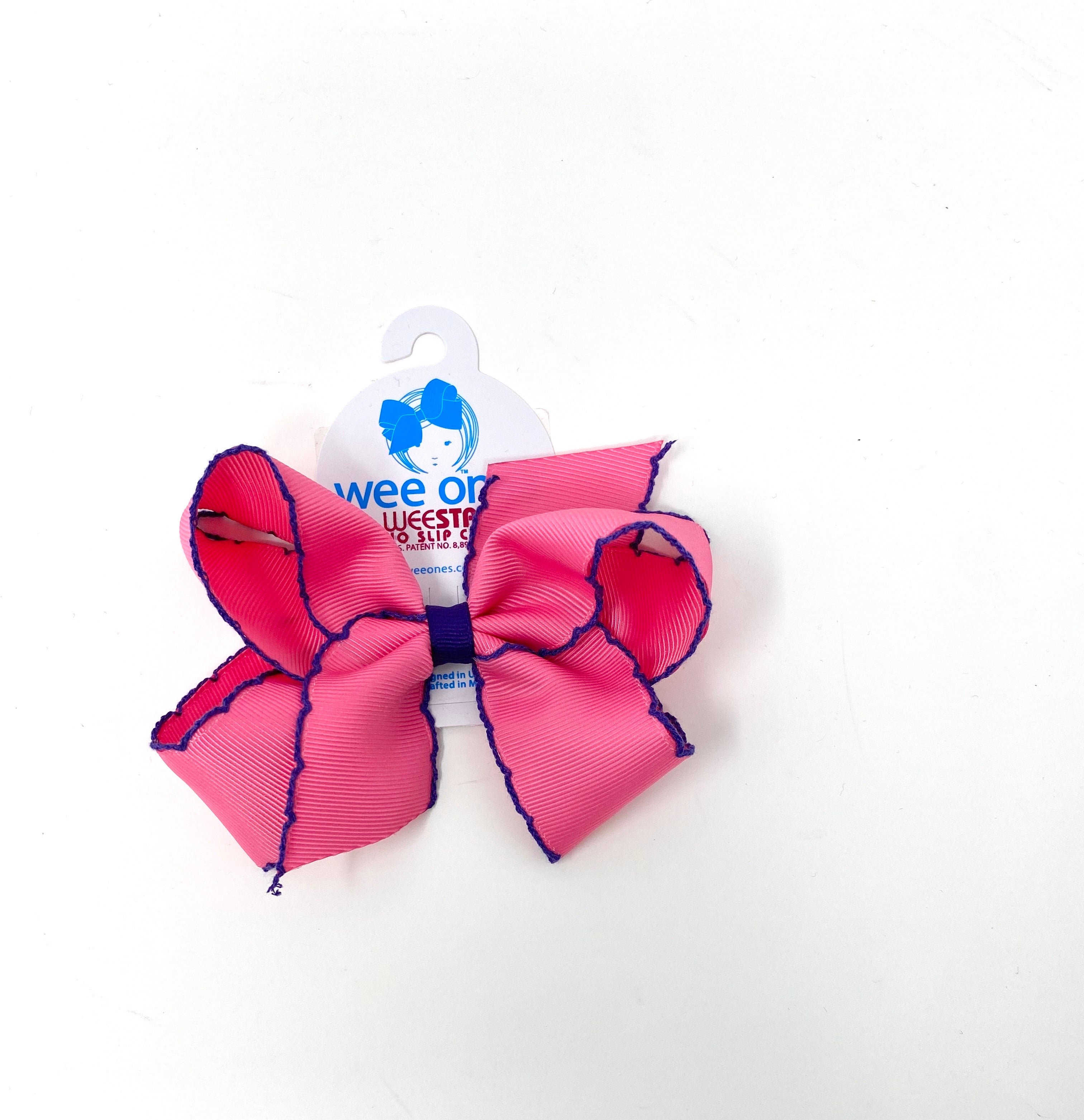 Medium Moonstitch Basic Bow Kids Hair Accessories Wee Ones Hot Pink with Purple