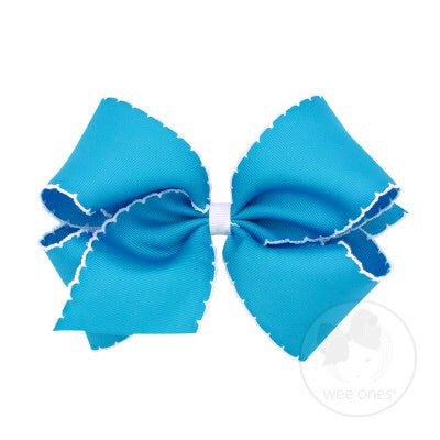 King Moonstitch Basic Bow Kids Hair Accessories Wee Ones Island Blue with White