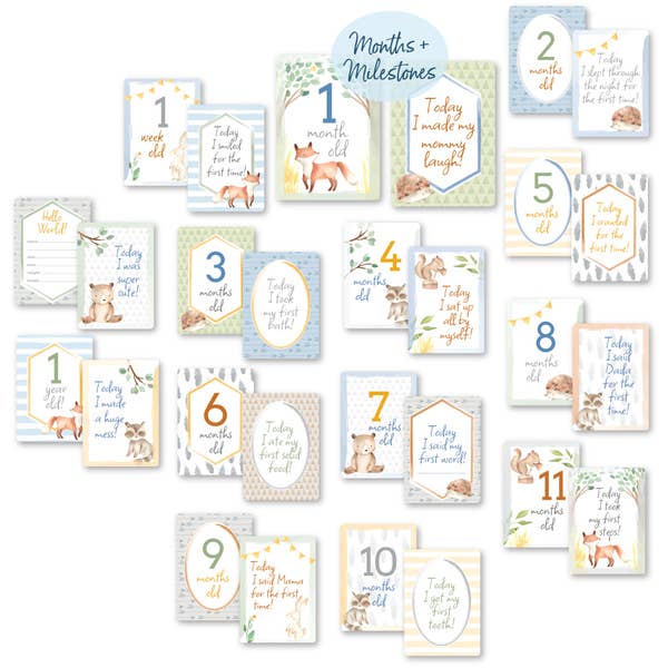 Itzy Moments Double Sided Milestone Cards - Woodland Baby Accessories Itzy Ritzy