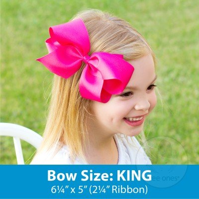 King Grosgrain Bow with White Moonstitch Edge - Pale Green with White Kids Hair Accessories Wee Ones
