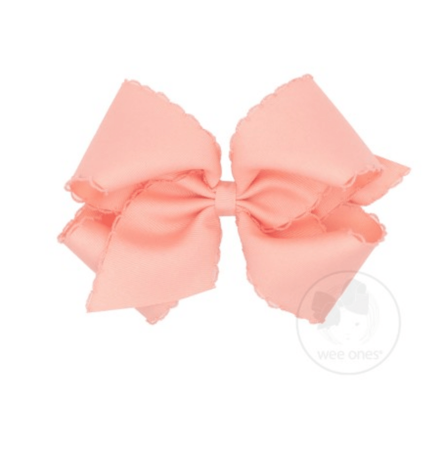 King Monotone Moonstitch Grosgrain Bow - Light Coral Kids Hair Accessories Wee Ones