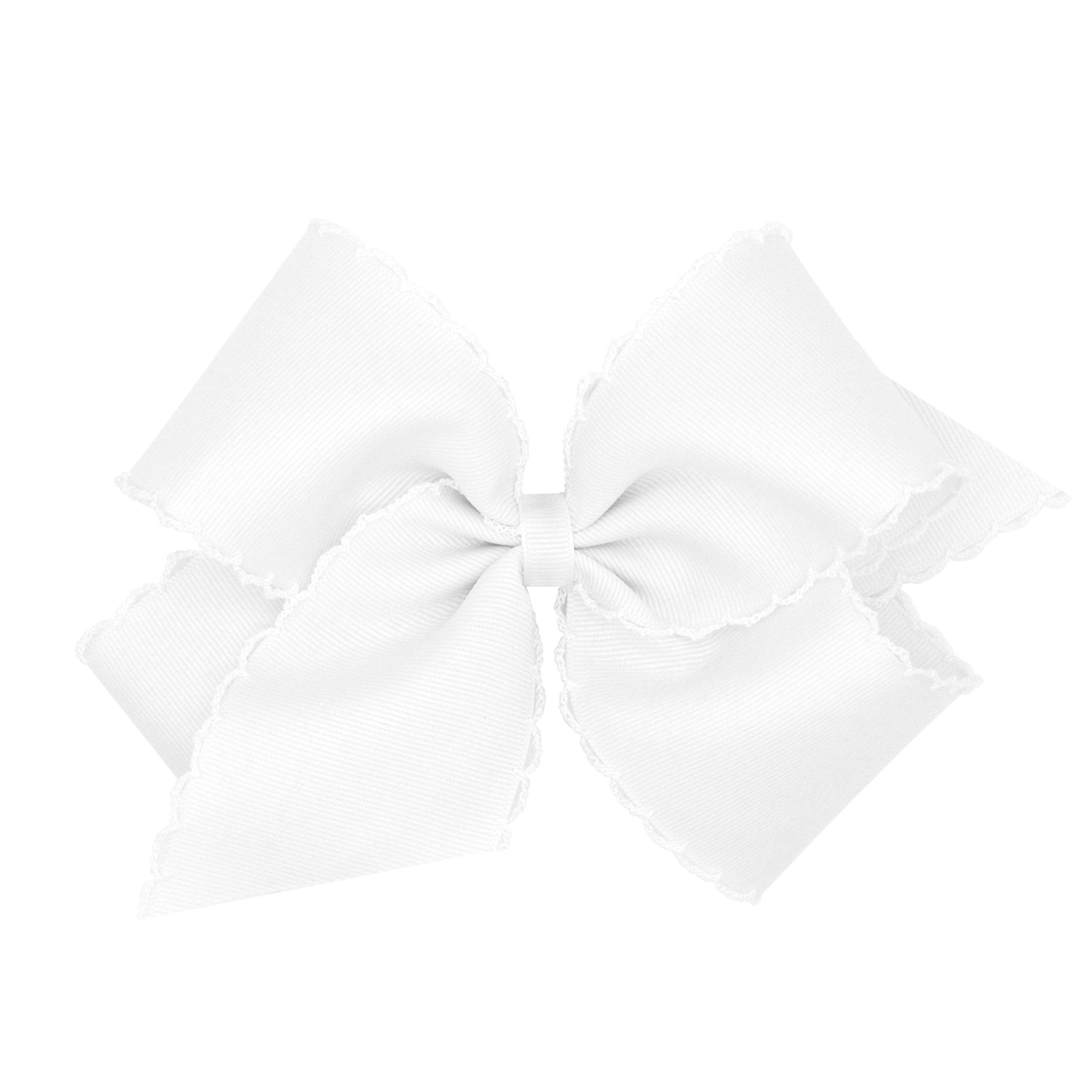King Monotone Moonstitch Grosgrain Bow - White Kids Hair Accessories Wee Ones
