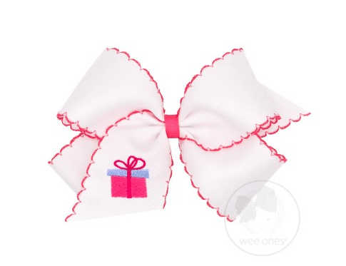King Moonstitch Bow with Hot Pink Present Kids Hair Accessories Wee Ones
