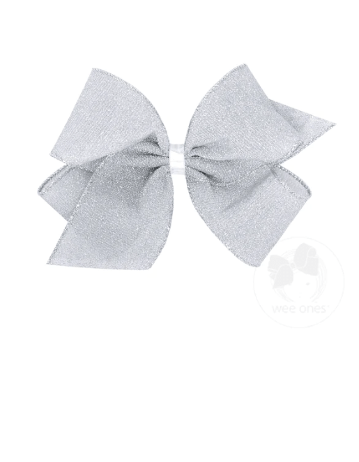 King Party Glitter Bow Grosgrain - Silver Kids Hair Accessories Wee Ones