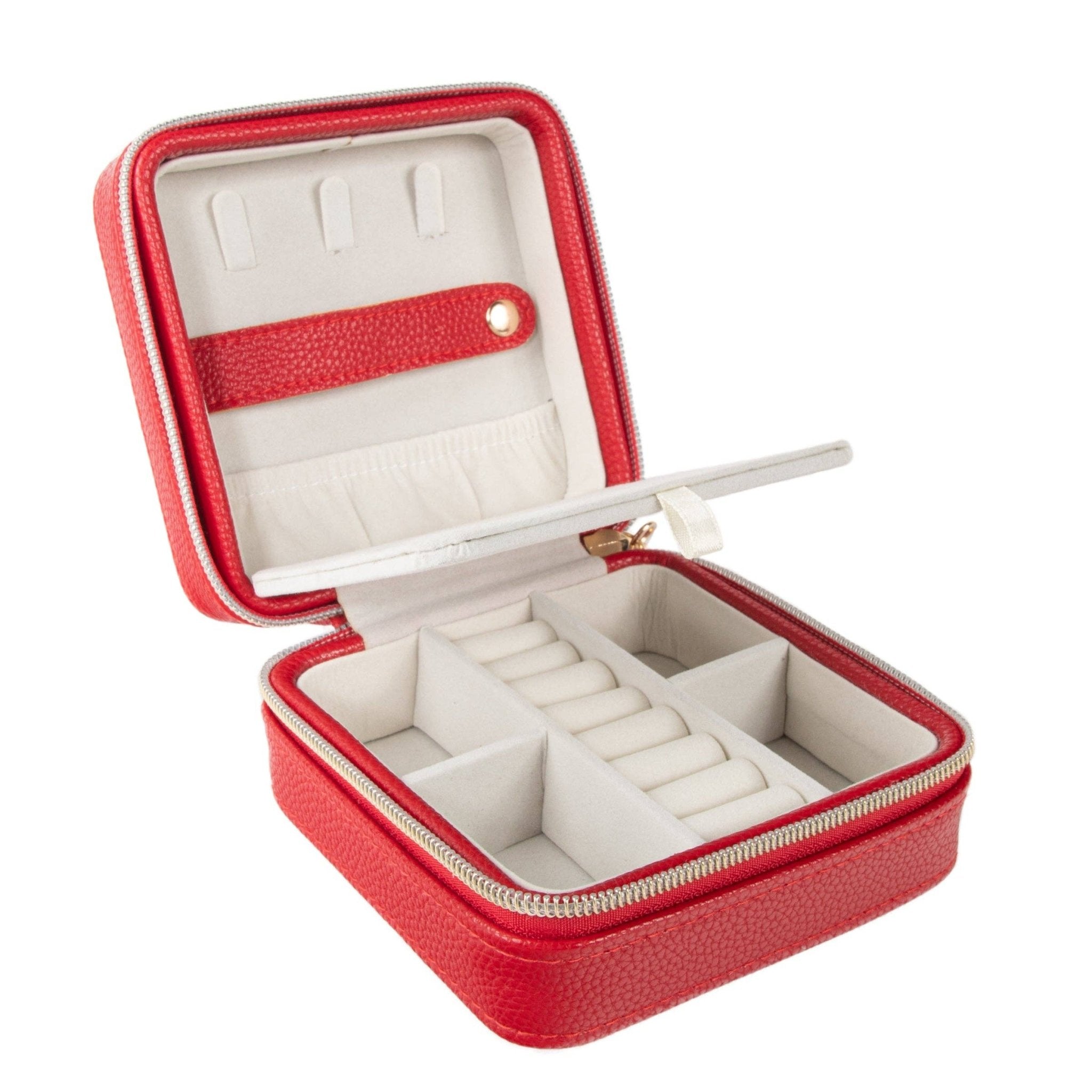 Leah Travel Jewelry Case: Red-2972 Cases Brouk and Co.