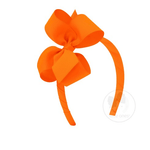 Medium Classic Grosgrain Bow on Headband - Orange Kids Hair Accessories Wee Ones