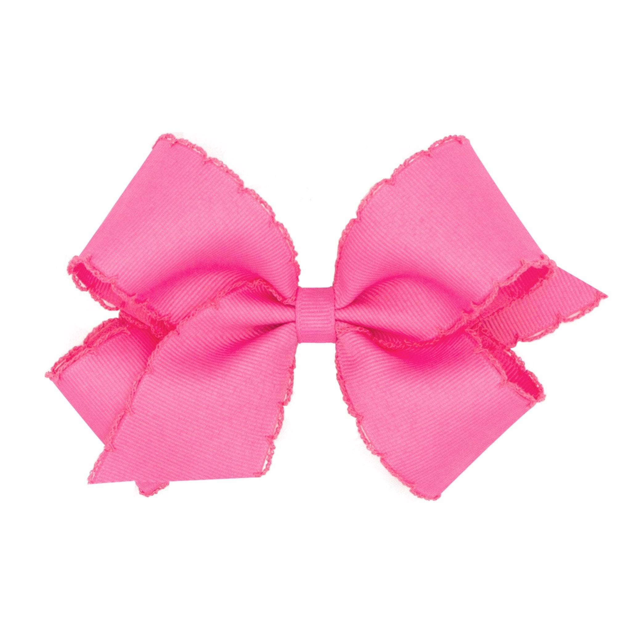 Medium Monotone Moonstitch Grosgrain Bow - Hot Pink Kids Hair Accessories Wee Ones