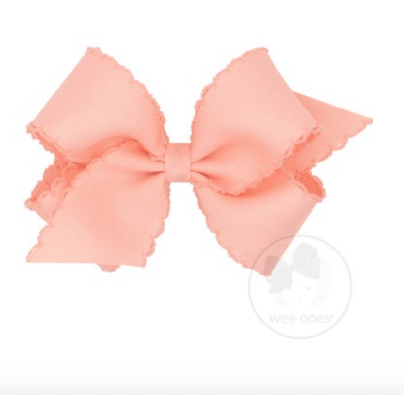 Medium Monotone Moonstitch Grosgrain Bow - Light Coral Kids Hair Accessories Wee Ones