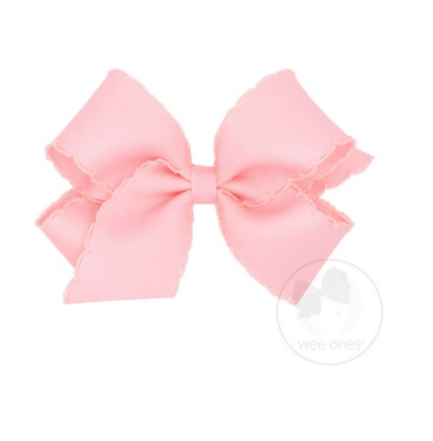 Medium Monotone Moonstitch Grosgrain Bow - Light Pink Kids Hair Accessories Wee Ones