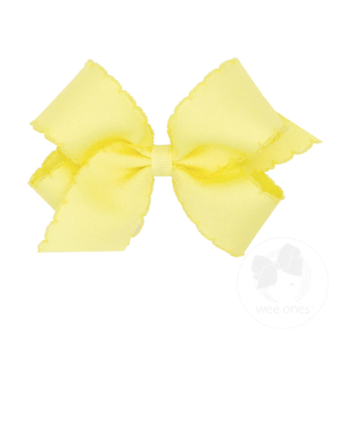 Medium Monotone Moonstitch Grosgrain Bow - Light Yellow Kids Hair Accessories Wee Ones