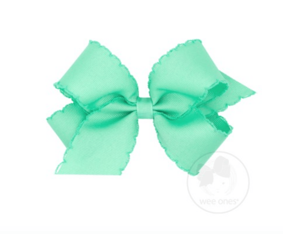 Medium Monotone Moonstitch Grosgrain Bow - Lucite Kids Hair Accessories Wee Ones