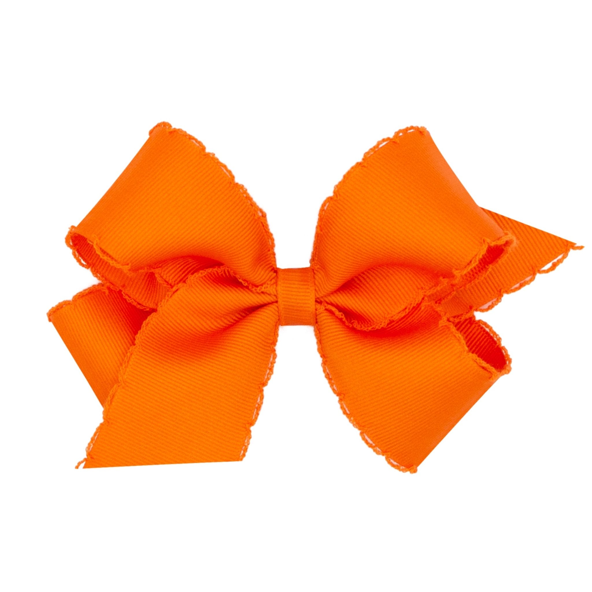 Medium Monotone Moonstitch Grosgrain Bow - Orange Kids Hair Accessories Wee Ones