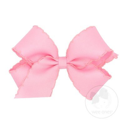 Medium Monotone Moonstitch Grosgrain Bow - Pearl Pink Kids Hair Accessories Wee Ones