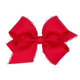 Medium Monotone Moonstitch Grosgrain Bow - Red Kids Hair Accessories Wee Ones