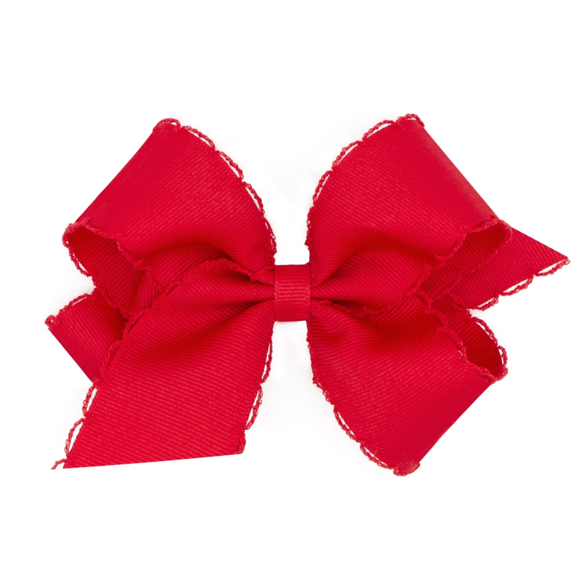 Medium Monotone Moonstitch Grosgrain Bow - Red Kids Hair Accessories Wee Ones