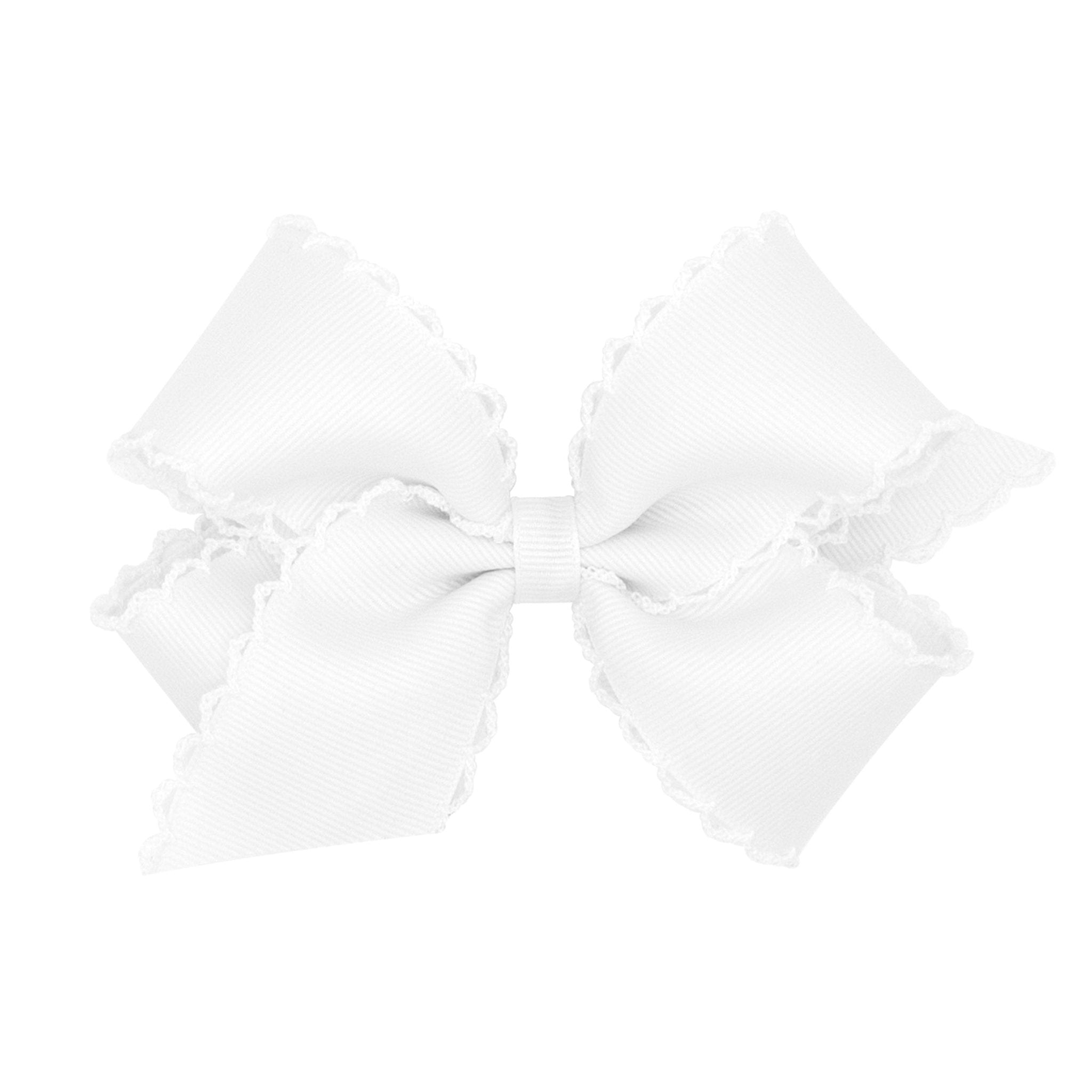 Medium Monotone Moonstitch Grosgrain Bow - White Kids Hair Accessories Wee Ones
