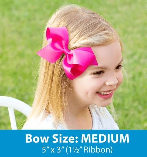 Medium Moonstitch Grosgrain Bow - White with Orange Kids Hair Accessories Wee Ones