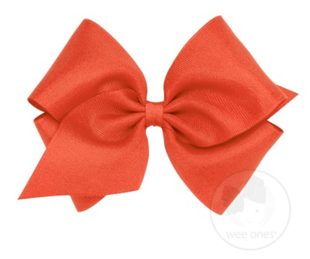 Mini King Grosgrain Bow - Mandarin Orange Kids Hair Accessories Wee Ones