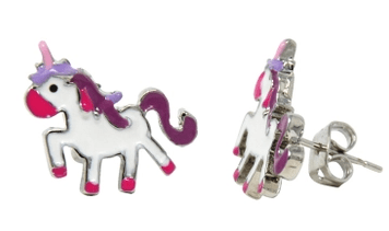 Rainbow Fantasy Stud Earrings Kids Jewelry Pink Poppy White Unicorn
