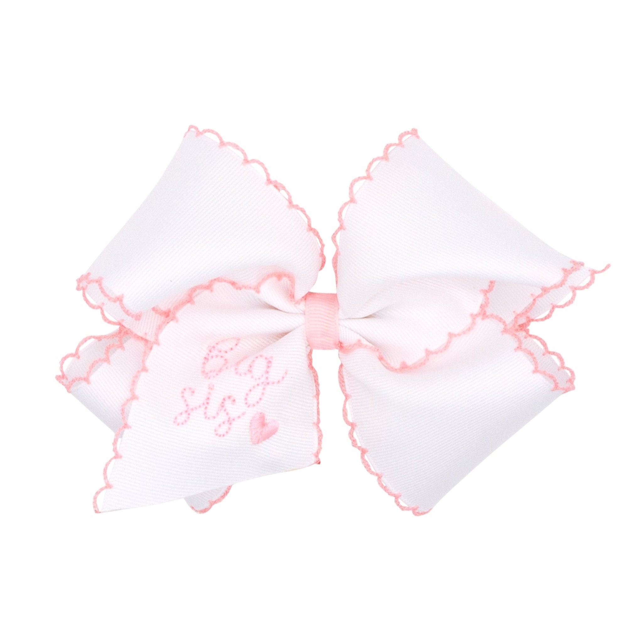 Small King White w/ Light Pink Moonstitch Big Sister Kids Hair Accessories Wee Ones
