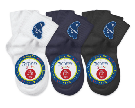 Smooth Toe Turn Cuff Sock - White Kids Socks + Tights Jefferies Socks