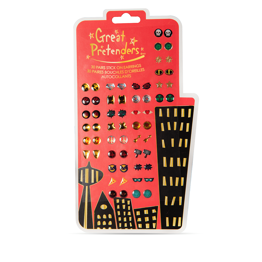 Superhero Stick On Earrings Kids Jewelry Great Pretenders