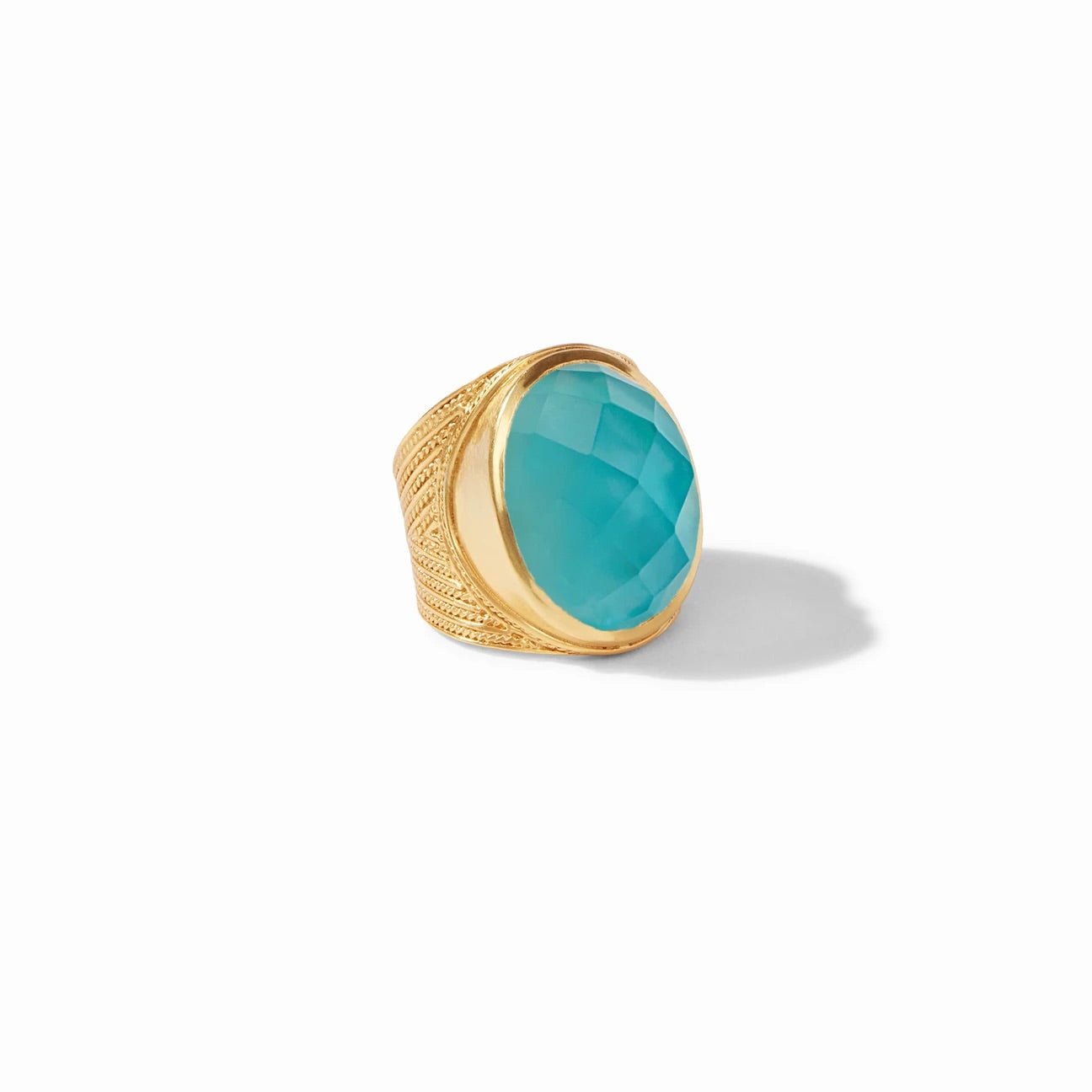 Verona Statement Ring Gold Iridescent Bahamian Blue - Size 8 (Adjustable) Rings Julie Vos