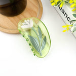 Semi-Circular Floral Hair Clip - Light Brown Hair Accessories TheDivaSoap