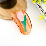 Semi-Circular Floral Hair Clip - Peach Hair Accessories TheDivaSoap