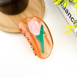 Semi-Circular Floral Hair Clip - Peach Hair Accessories TheDivaSoap