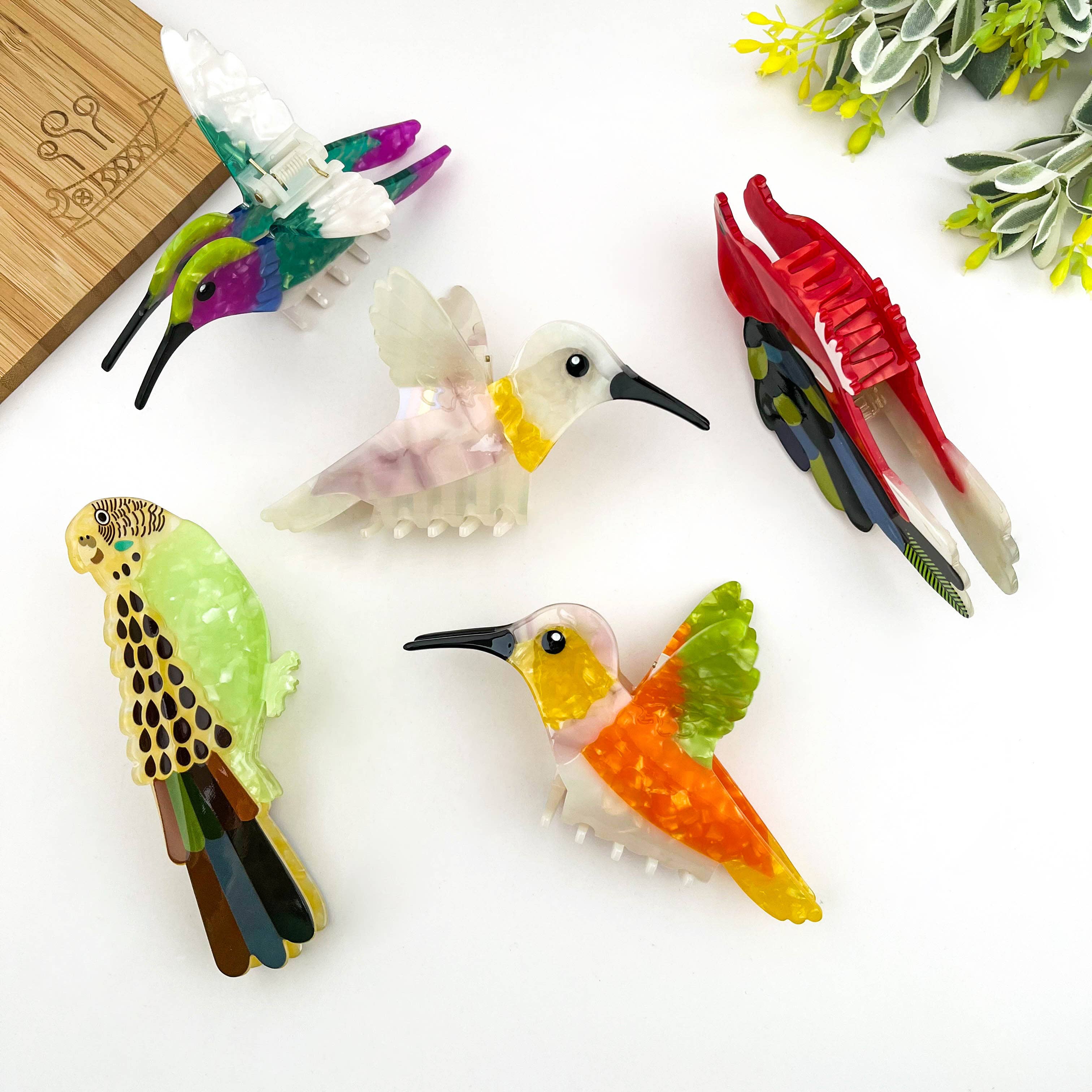 Hummingbird Hair Claw Clip, Elegant Acetate Bird Hair Clip: Hummingbird-Green Hair Accessories TheDivaSoap