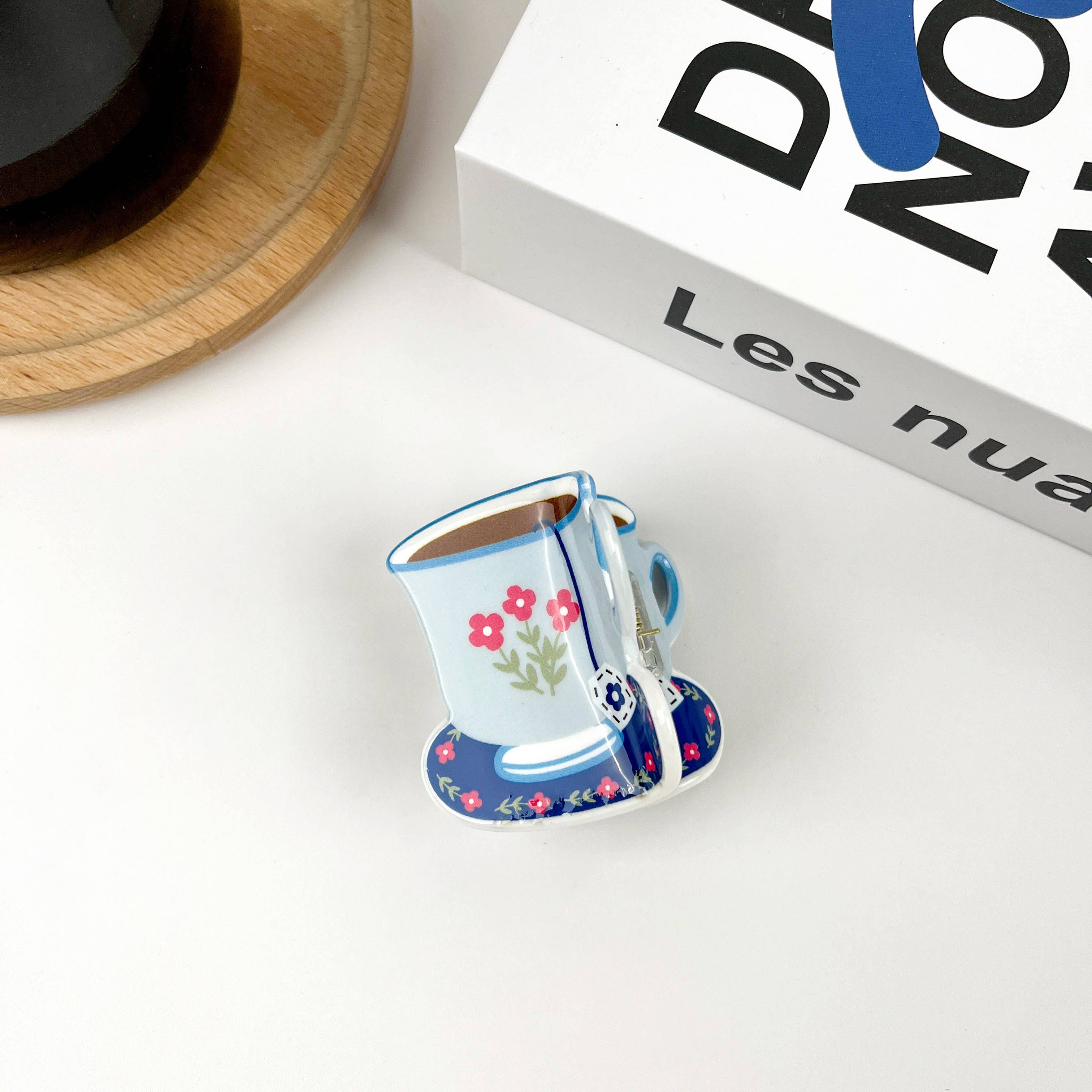 Cartoon Coffee Cup Claw Clip: Blue Hair Accessories TheDivaSoap
