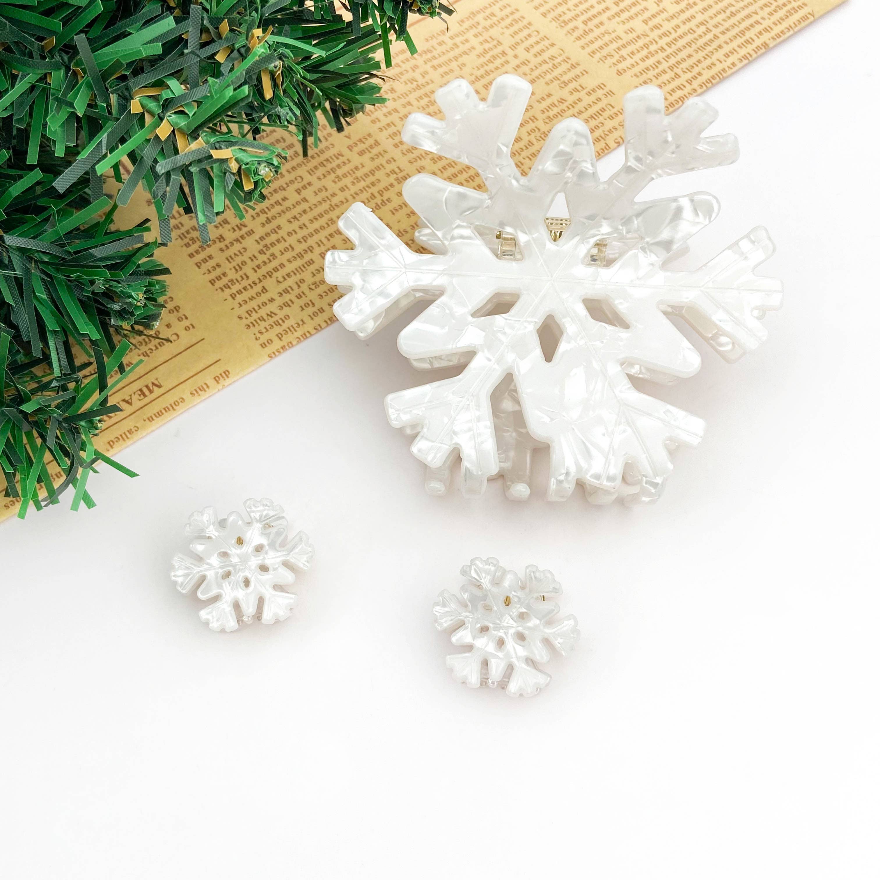 White Winter Snowflake Hair Claw Clip - Mini Hair Accessories TheDivaSoap