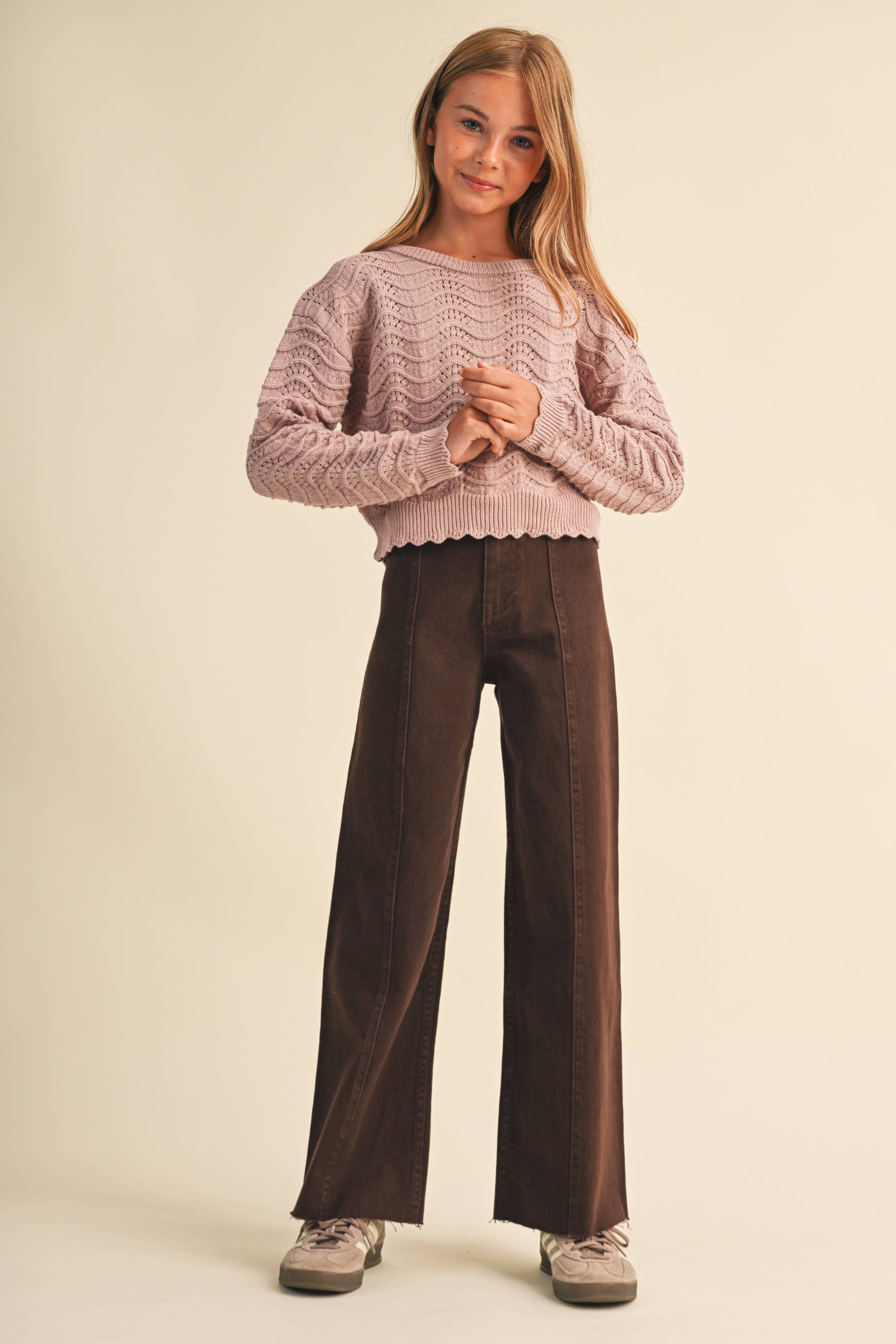 Girls Petal Pointelle Sweater Girls Sweaters + Sweatshirts heart and arrow