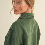 Whipstitch Suede Jacket - Hunter Green Outerwear &MERCI