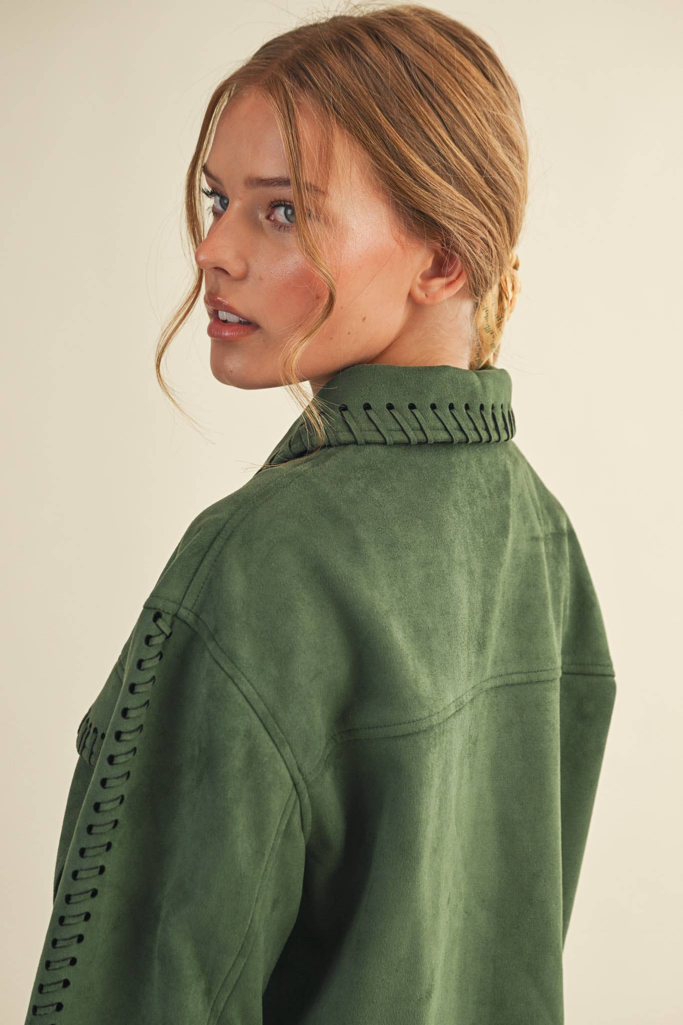 Whipstitch Suede Jacket - Hunter Green Outerwear &MERCI