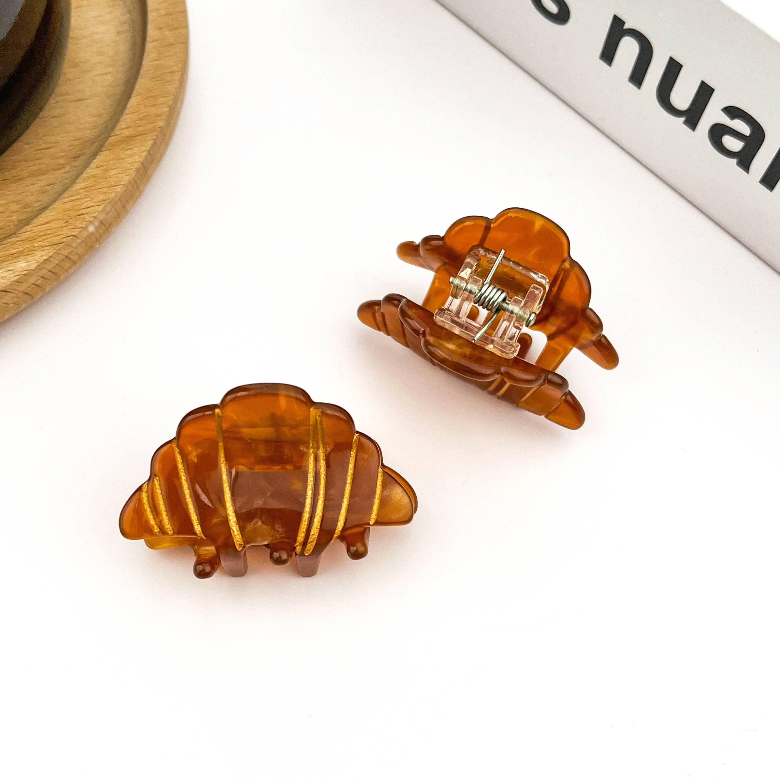 Mini Croissant Hair Claw Clip, Acetate Food-Themed Hair Clip: Mini Clip Hair Accessories TheDivaSoap