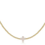 15" Choker Signature Cross Gold Pattern 2mm Bead - Signature Cross Gold Necklaces enewton