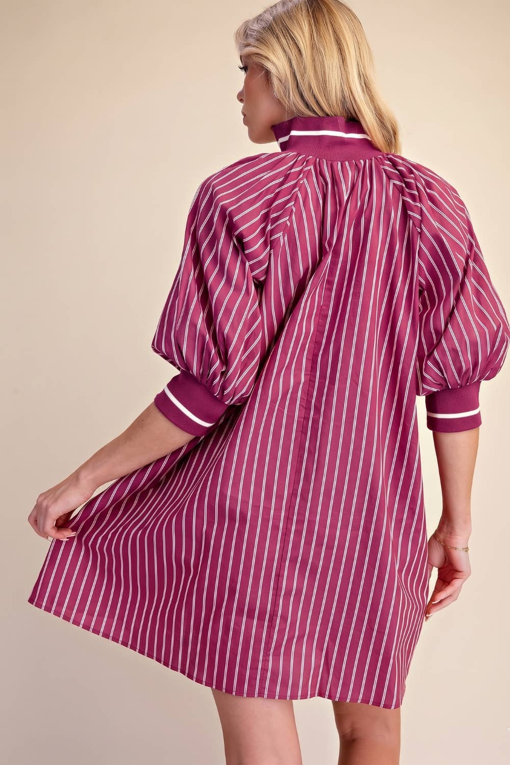 Berry Bold Striped Dress Short Dresses Glam