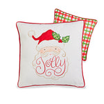 18" Jolly Santa Plaid Pillow Seasonal Raz Imports