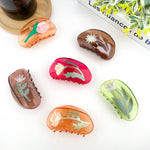 Semi-Circular Floral Hair Clip - Light Brown Hair Accessories TheDivaSoap