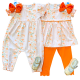 Girls Pumpkin Romper Girls Bubbles + Rompers Ishtex