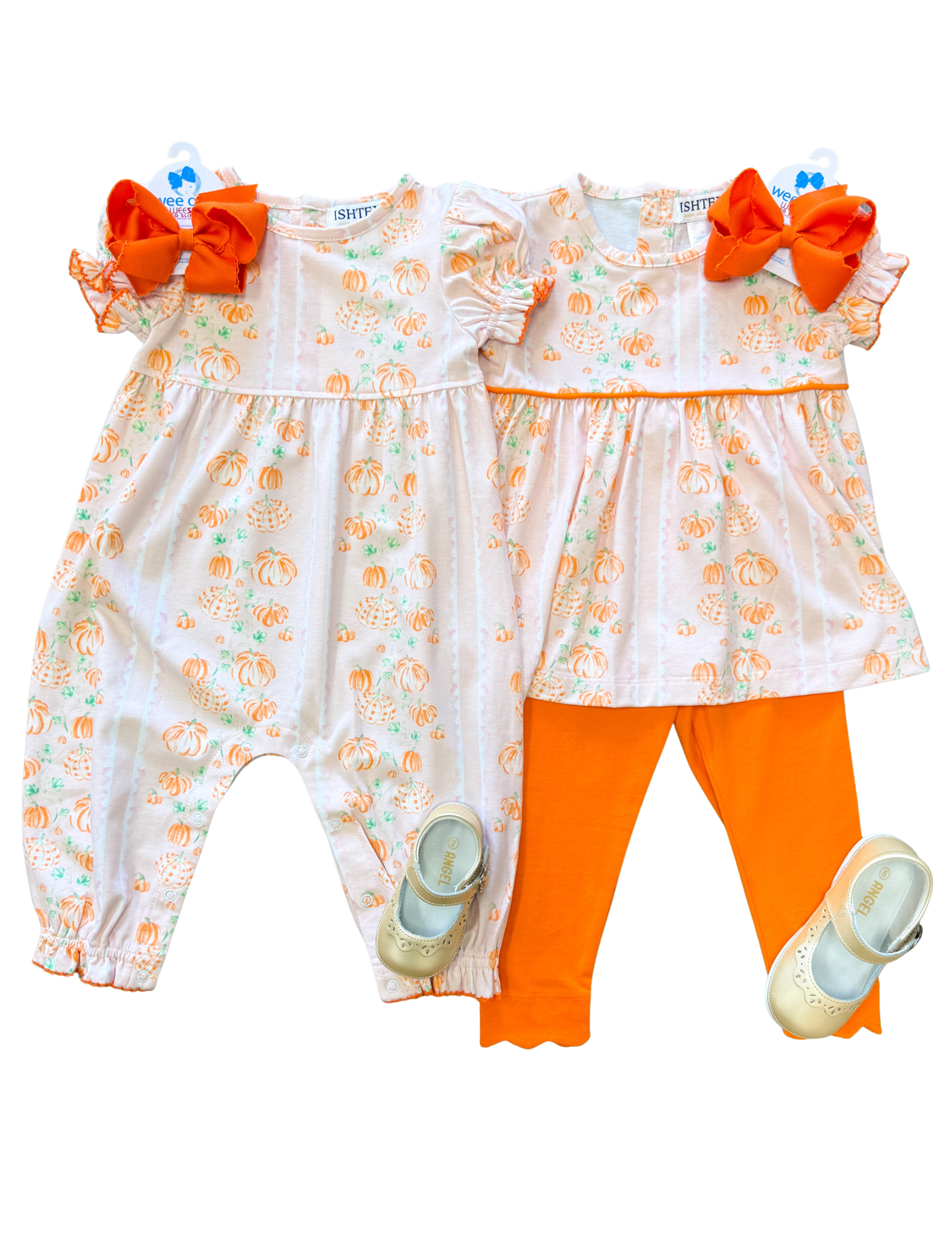 Girls Pumpkin Romper Girls Bubbles + Rompers Ishtex